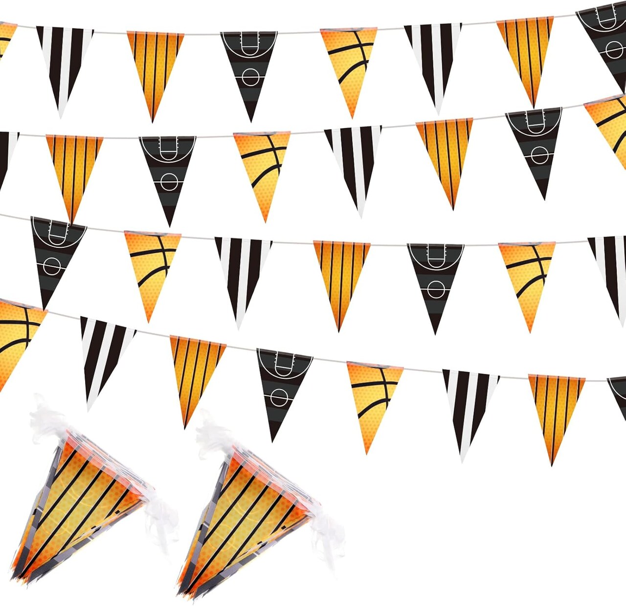 131 ft Basketball Pennant Banners American Basketball Banner Pennant Flag Garland Bunting for Basketball Party Supplies Birthday Party Home Outdoor Hanging Decoration, 4 Pcs